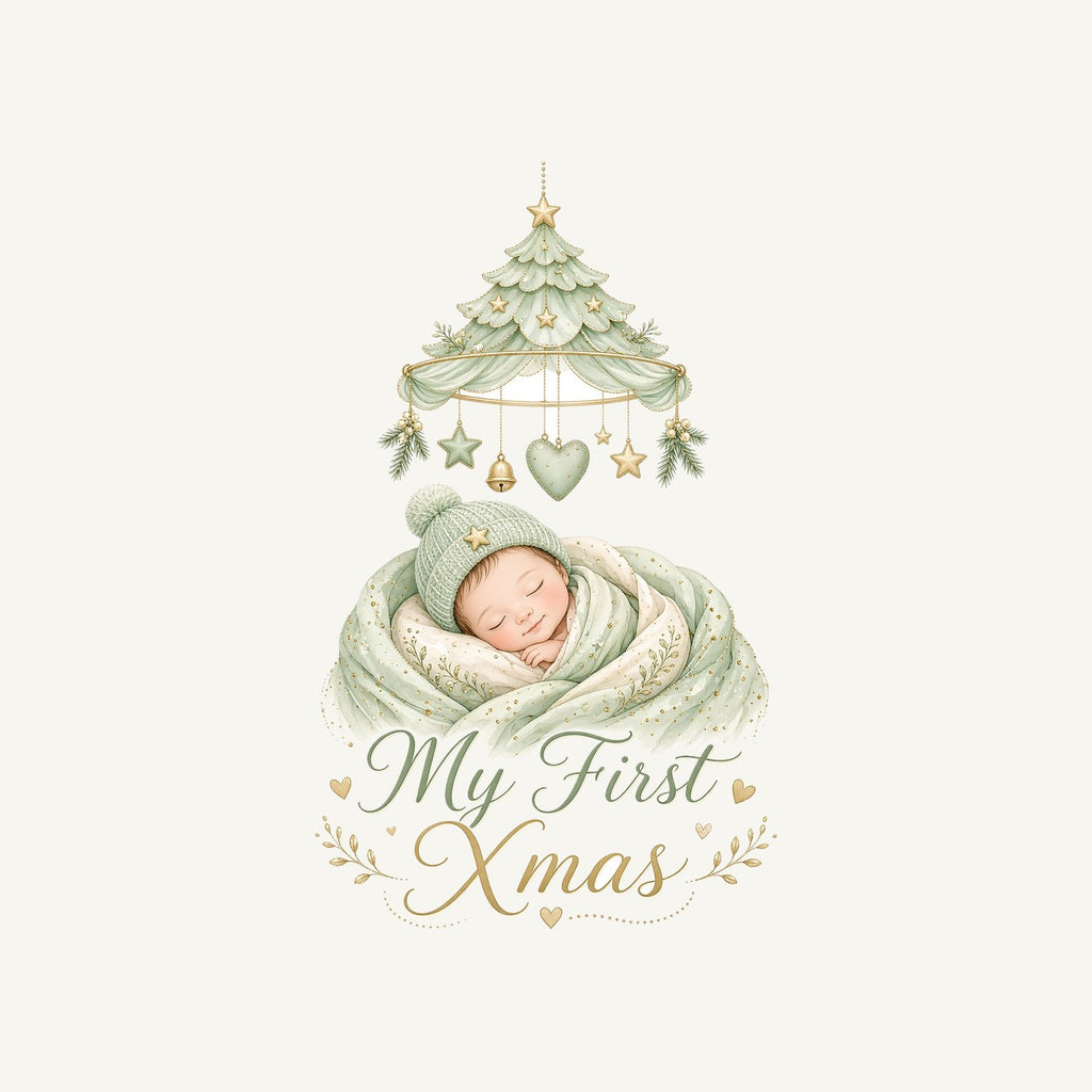 Sleeping Baby First Xmas Personalised Kids and Baby Christmas Tee