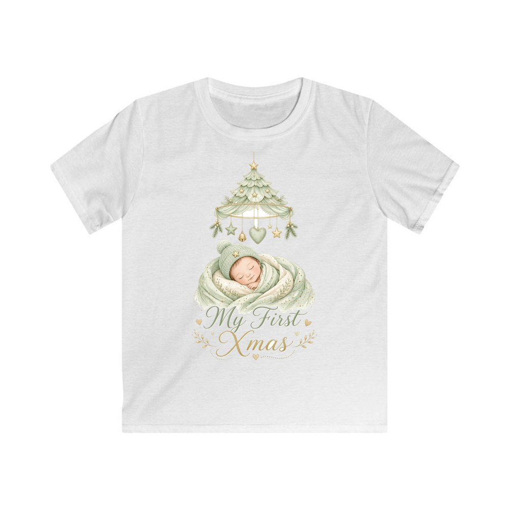 Sleeping Baby First Xmas personalised kids Christmas tee in white