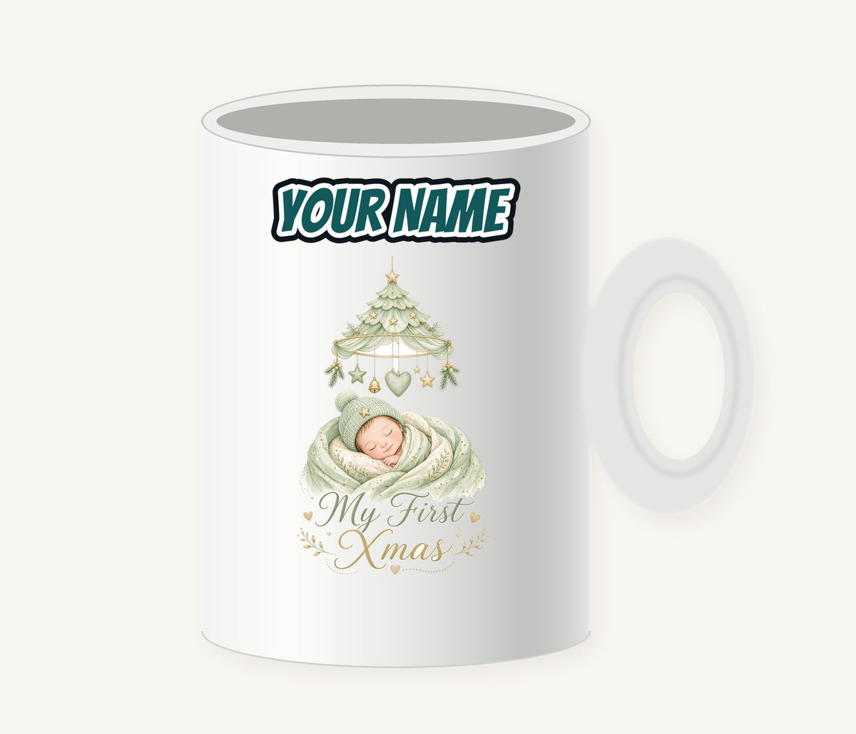 Sleeping Baby First Xmas Personalised Christmas Mug