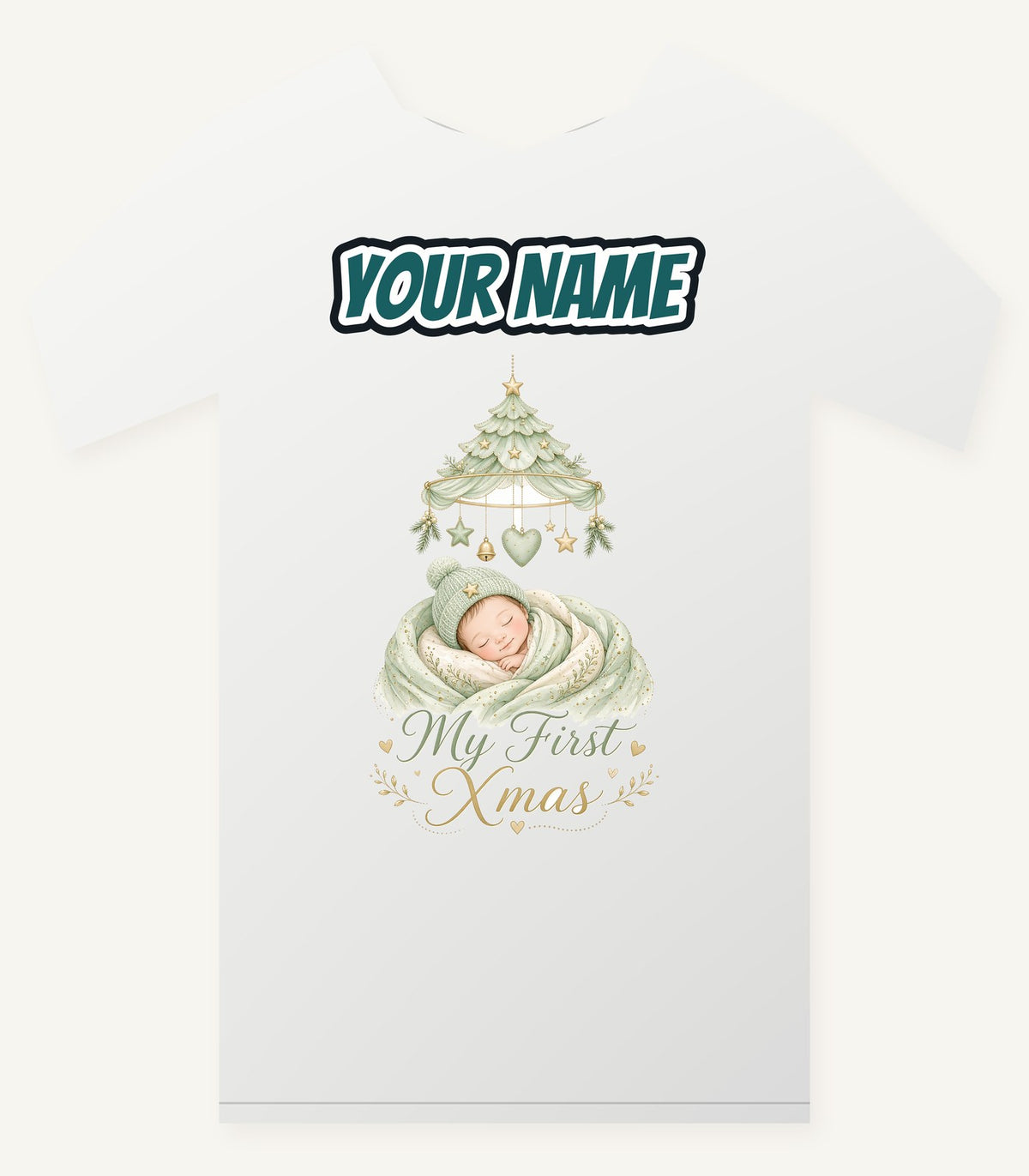 Sleeping Baby First Xmas Personalised Christmas T-Shirt and Hoodie