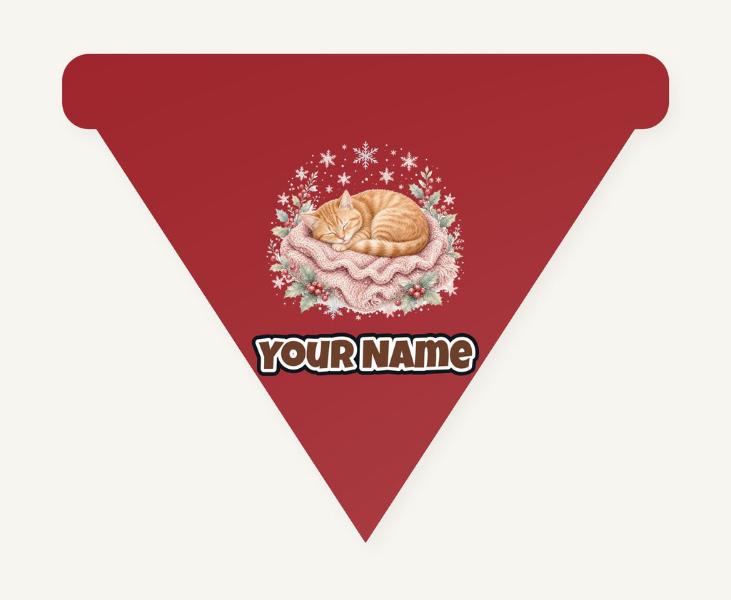 Sleeping Kitten On Blanket Personalised Christmas Dog Bandana