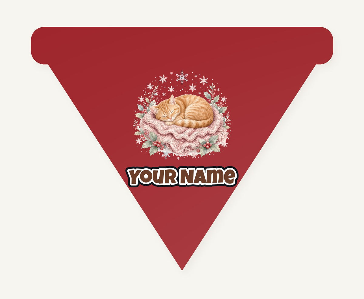 Sleeping Kitten On Blanket Personalised Christmas Dog Bandana
