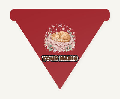 Sleeping Kitten On Blanket Personalised Christmas Dog Bandana