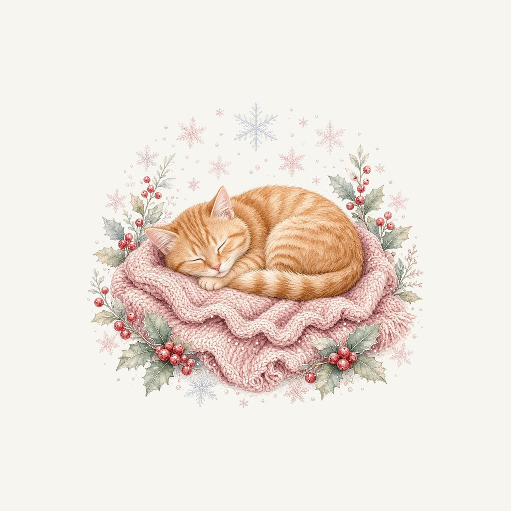 Sleeping Kitten On Blanket Personalised Kids and Baby Christmas Tee