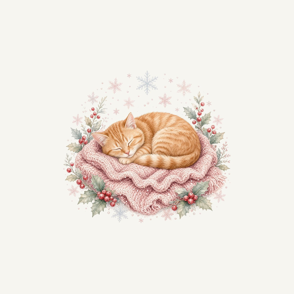 Sleeping Kitten On Blanket Personalised Christmas Mug