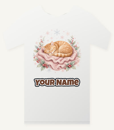 Sleeping Kitten On Blanket Personalised Christmas T-Shirt and Hoodie