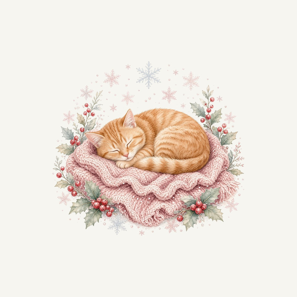 Sleeping Kitten On Blanket Personalised Christmas T-Shirt and Hoodie