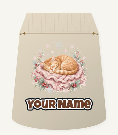 Sleeping Kitten On Blanket Personalised Santa Sack