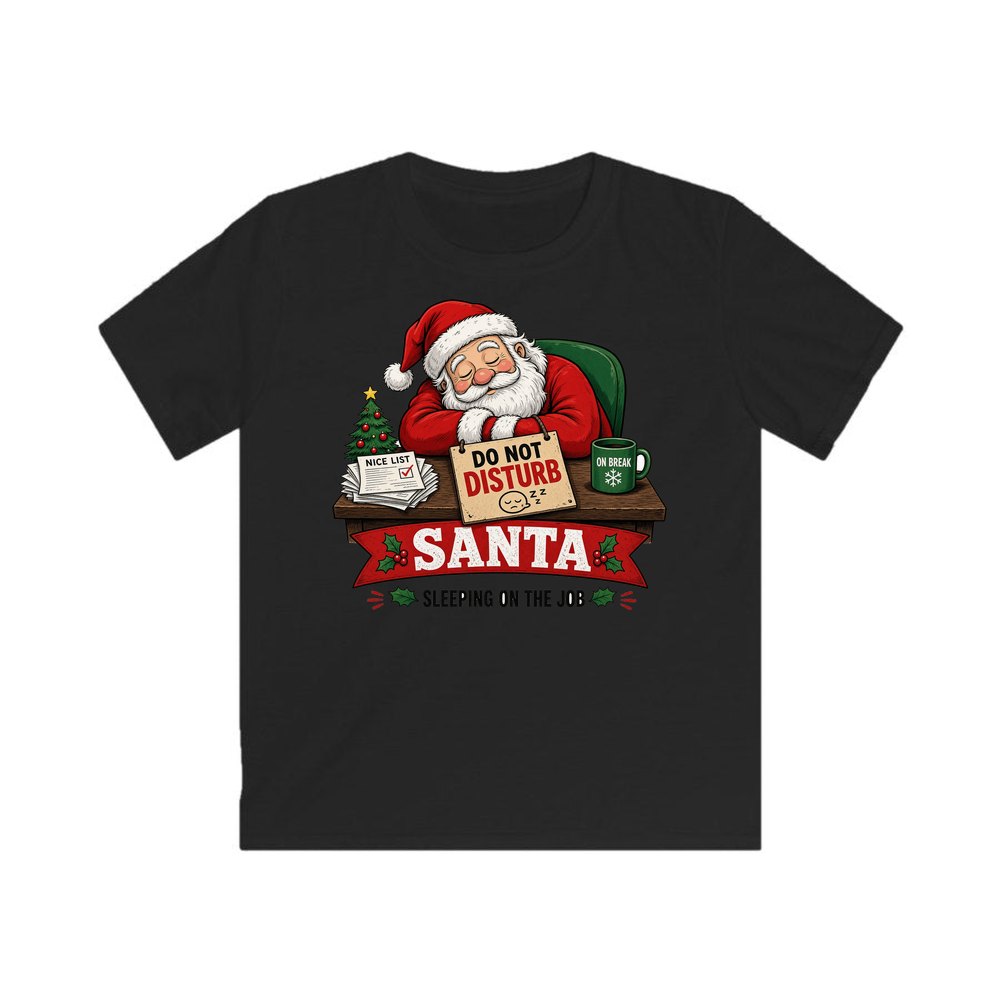 Sleeping On The Job personalised kids Christmas tee in black