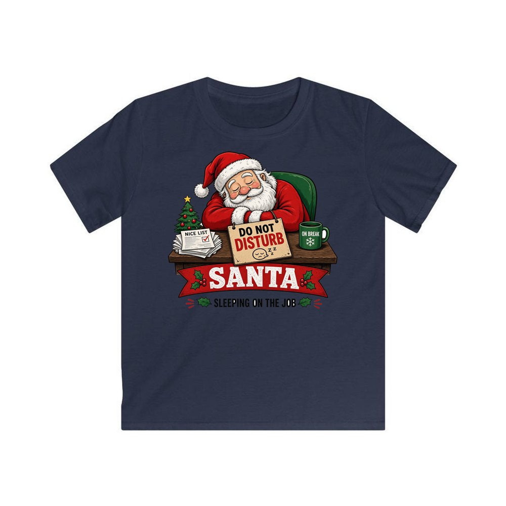 Sleeping On The Job personalised kids Christmas tee in navy