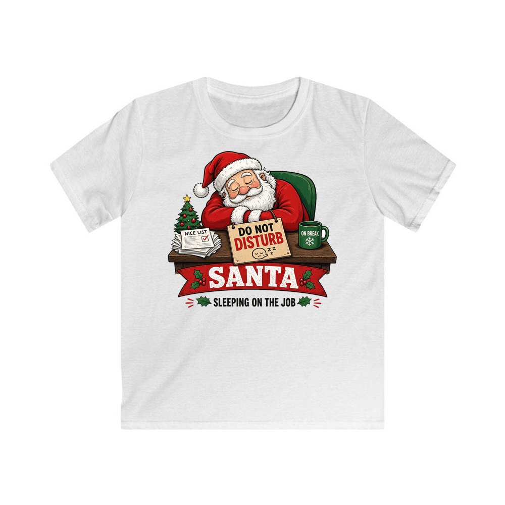 Sleeping On The Job personalised kids Christmas tee in white
