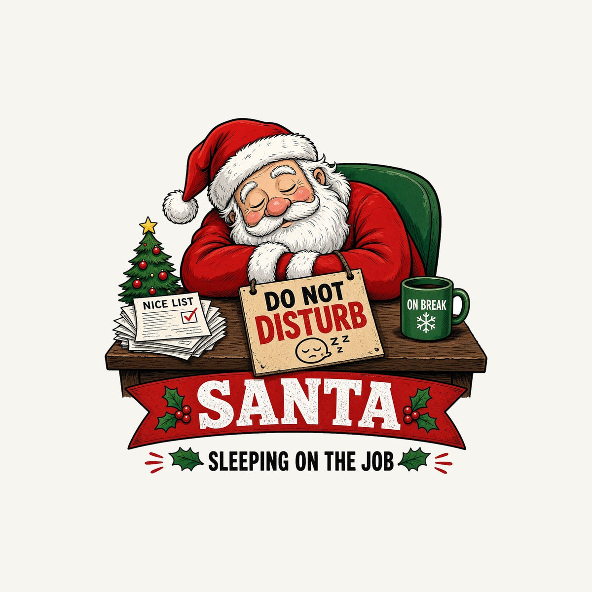 Sleeping On The Job Personalised Christmas T-Shirt and Hoodie