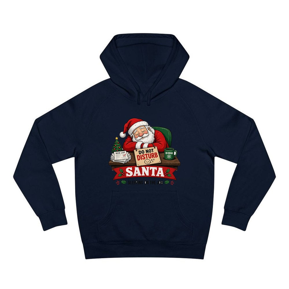 Sleeping On The Job personalised Christmas hoodie in navy