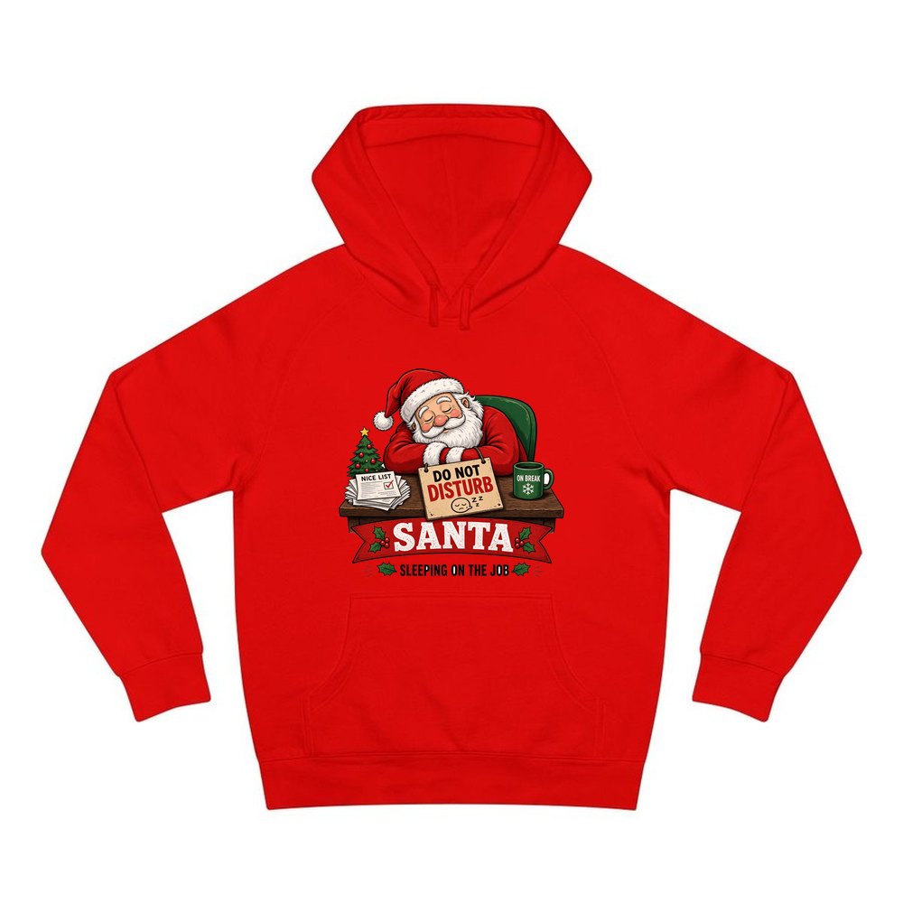 Sleeping On The Job personalised Christmas hoodie in red