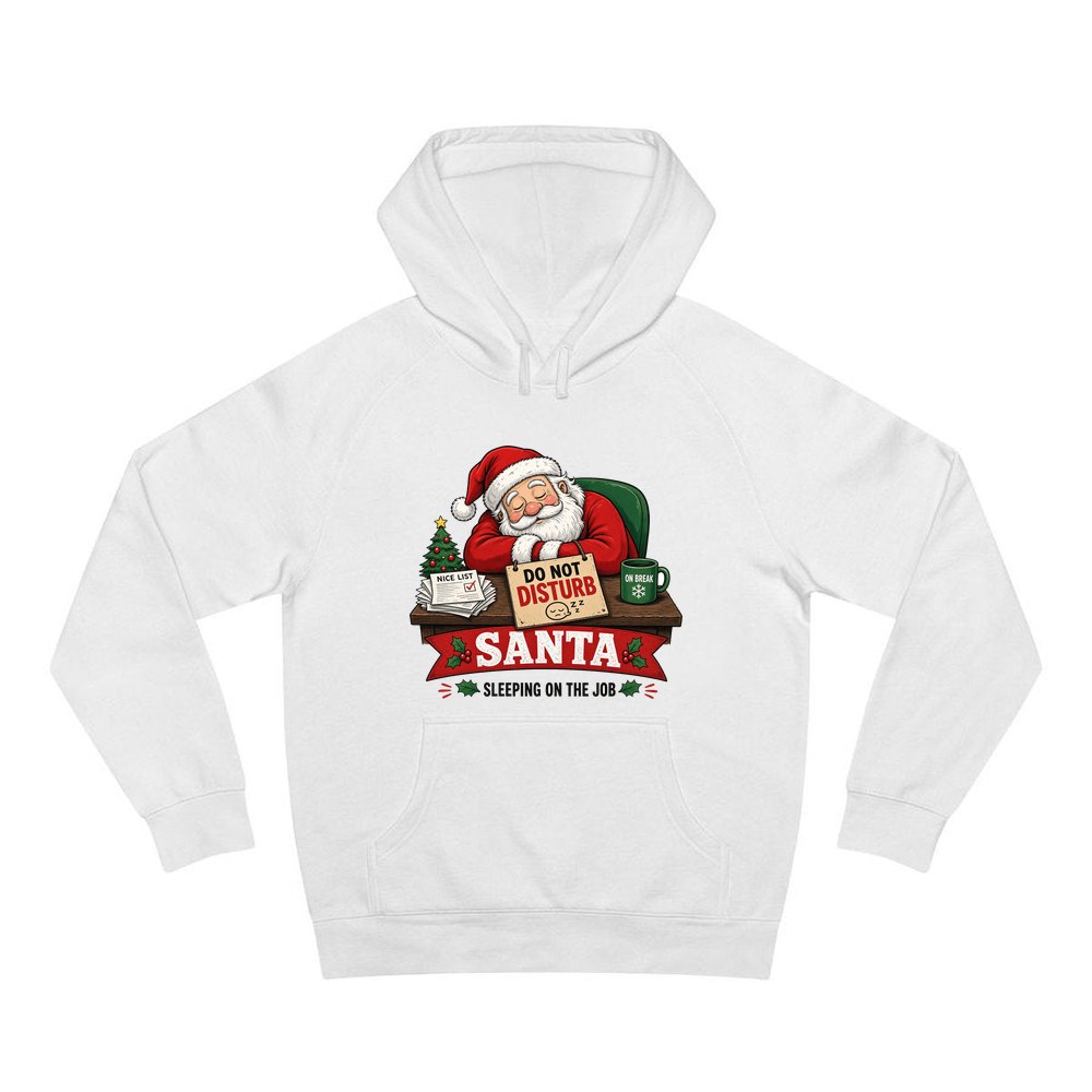 Sleeping On The Job personalised Christmas hoodie in white