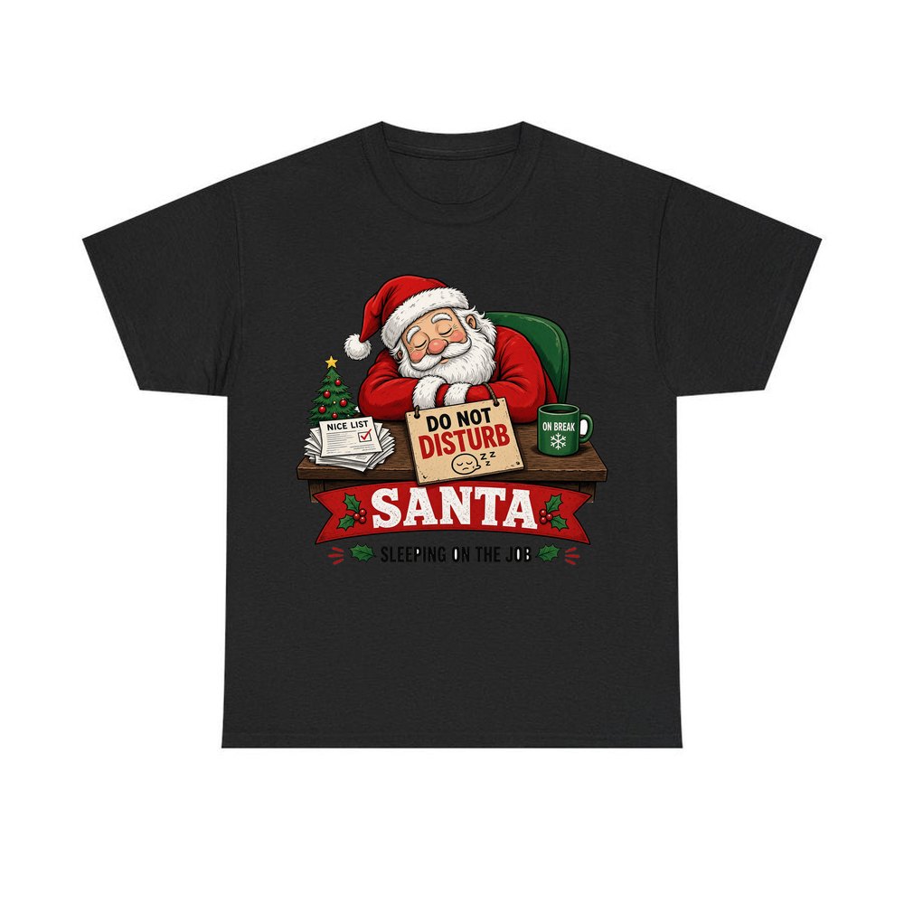 Sleeping On The Job personalised Christmas T-shirt in black