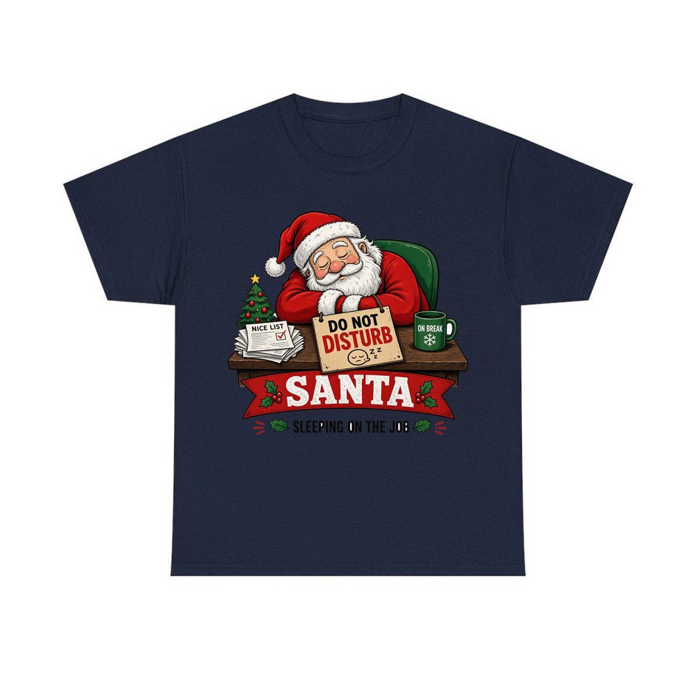 Sleeping On The Job personalised Christmas T-shirt in navy