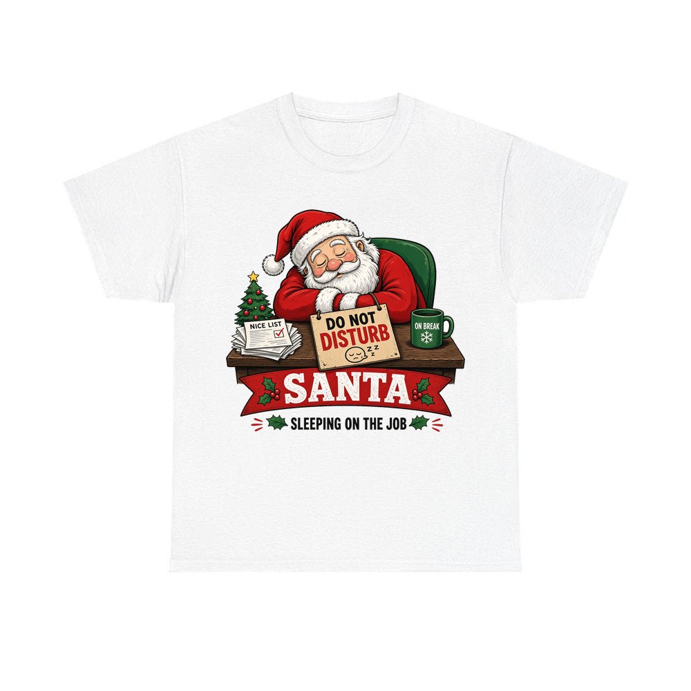 Sleeping On The Job personalised Christmas T-shirt in white
