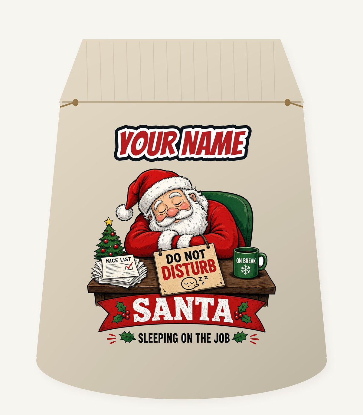 Sleeping On The Job Personalised Santa Sack