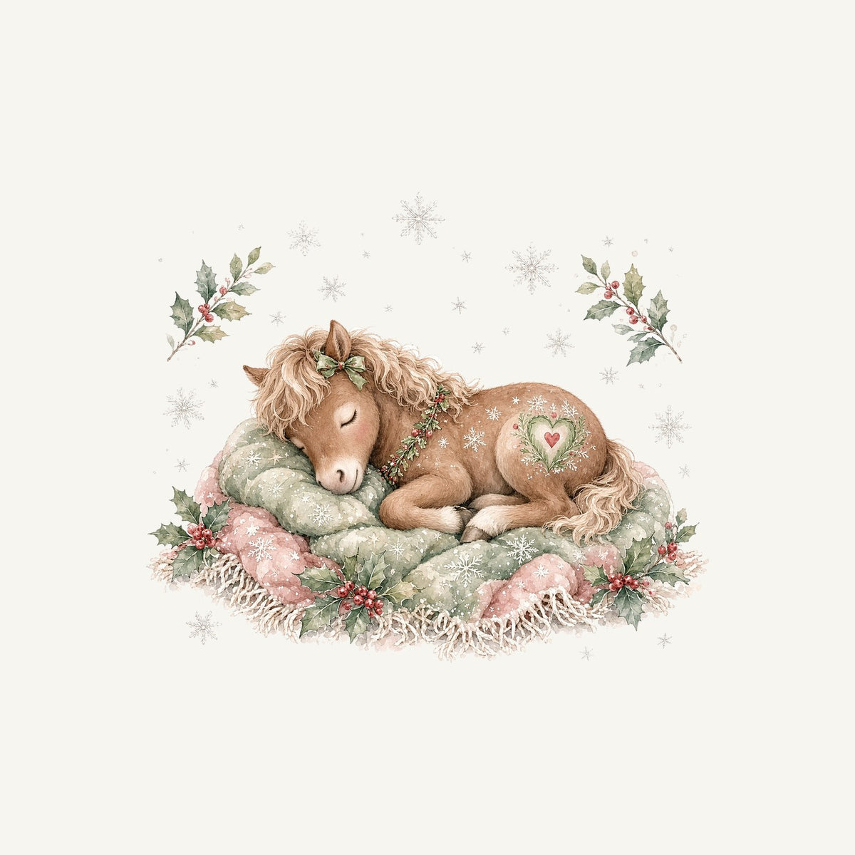 Sleepy Christmas Pony Personalised Kids and Baby Christmas Tee