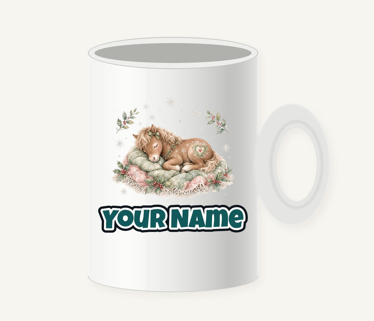 Sleepy Christmas Pony Personalised Christmas Mug