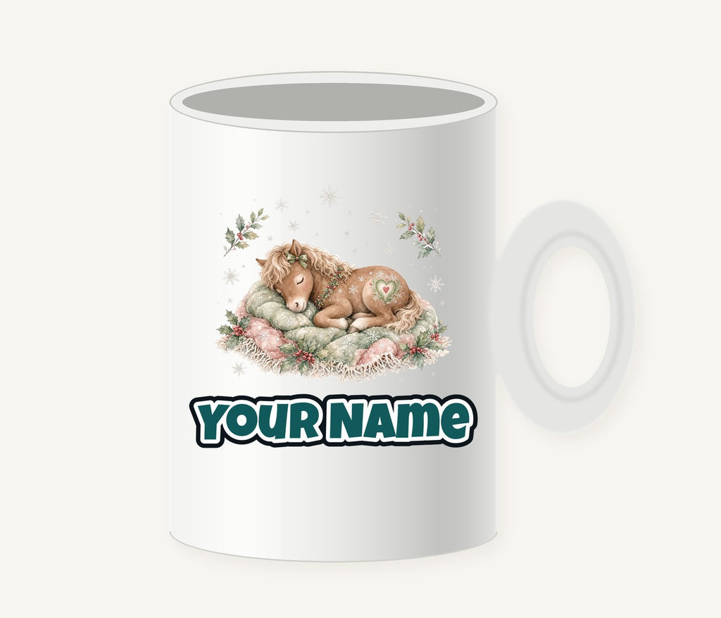 Sleepy Christmas Pony Personalised Christmas Mug