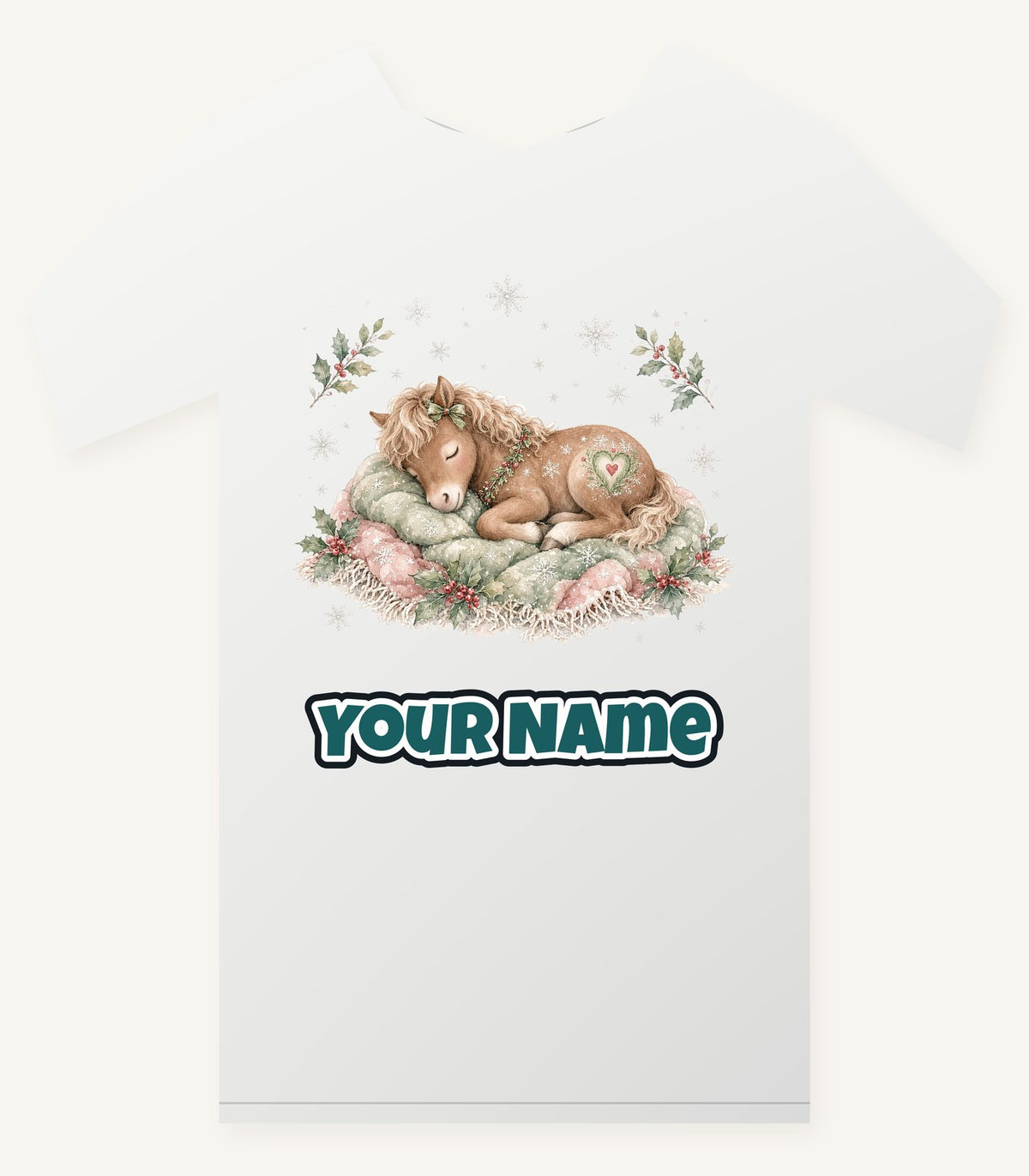 Sleepy Christmas Pony Personalised Christmas T-Shirt and Hoodie