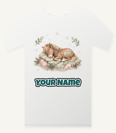 Sleepy Christmas Pony Personalised Christmas T-Shirt and Hoodie