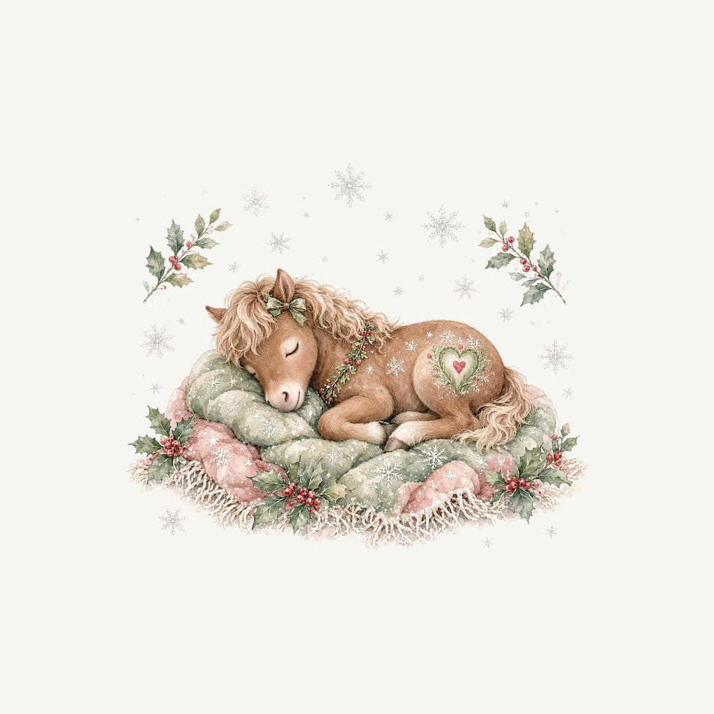 Sleepy Christmas Pony Personalised Christmas T-Shirt and Hoodie