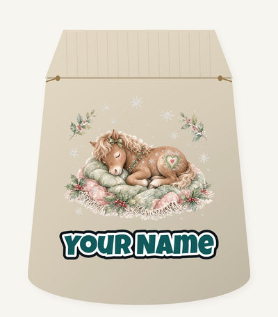 Sleepy Christmas Pony Personalised Santa Sack
