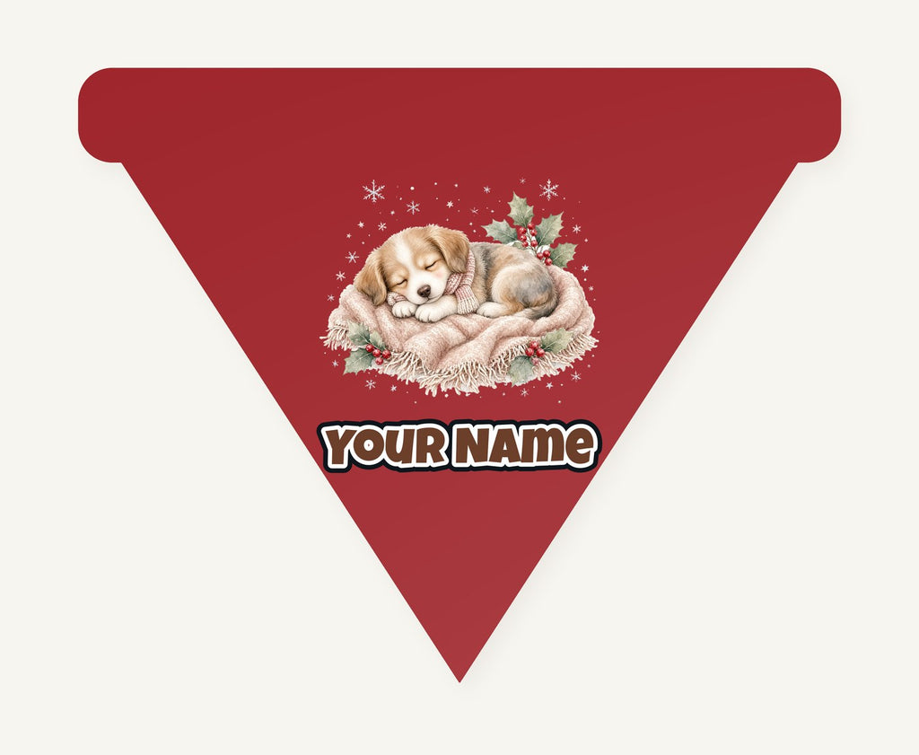 Sleepy Christmas Puppy Personalised Christmas Dog Bandana