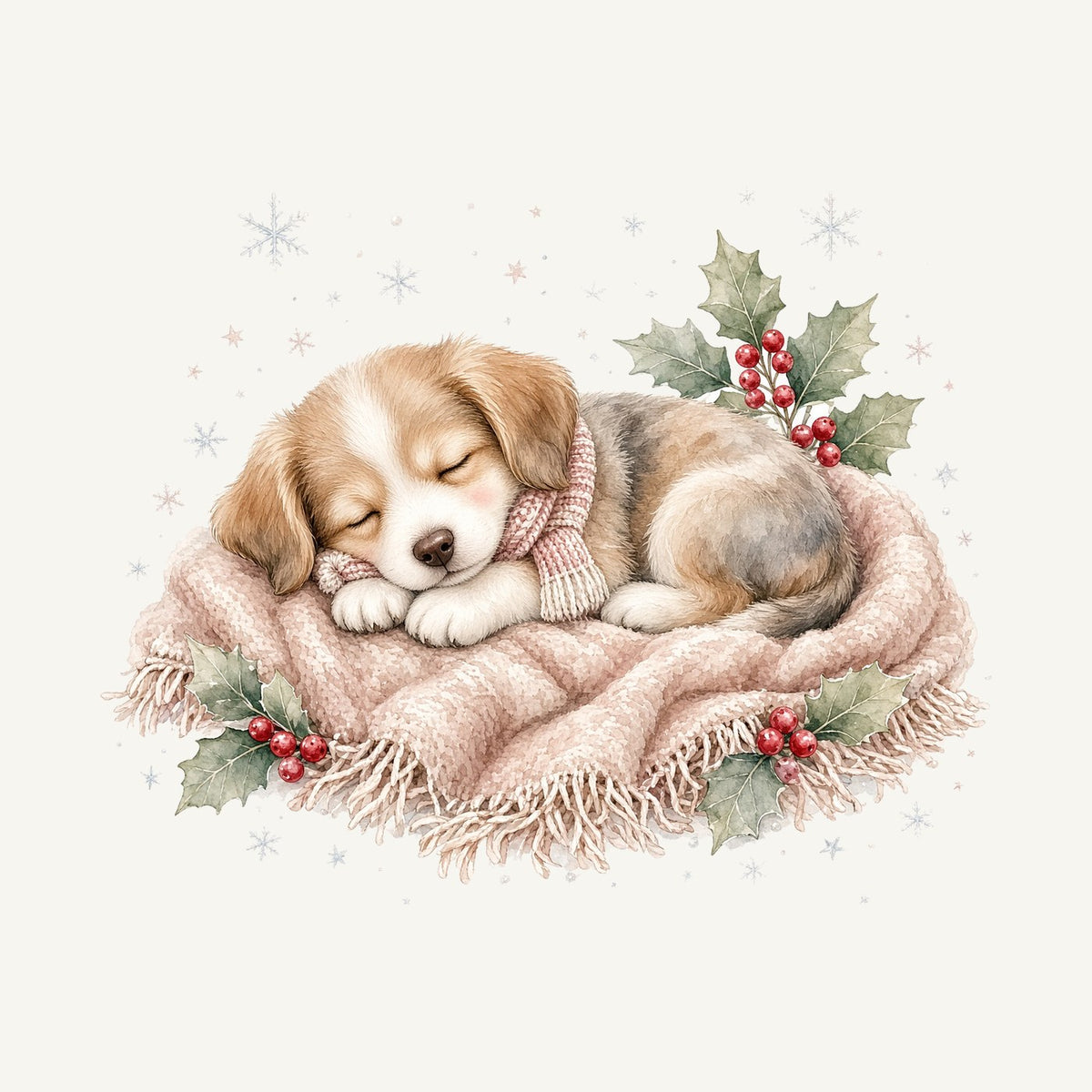 Sleepy Christmas Puppy Personalised Christmas Dog Bandana