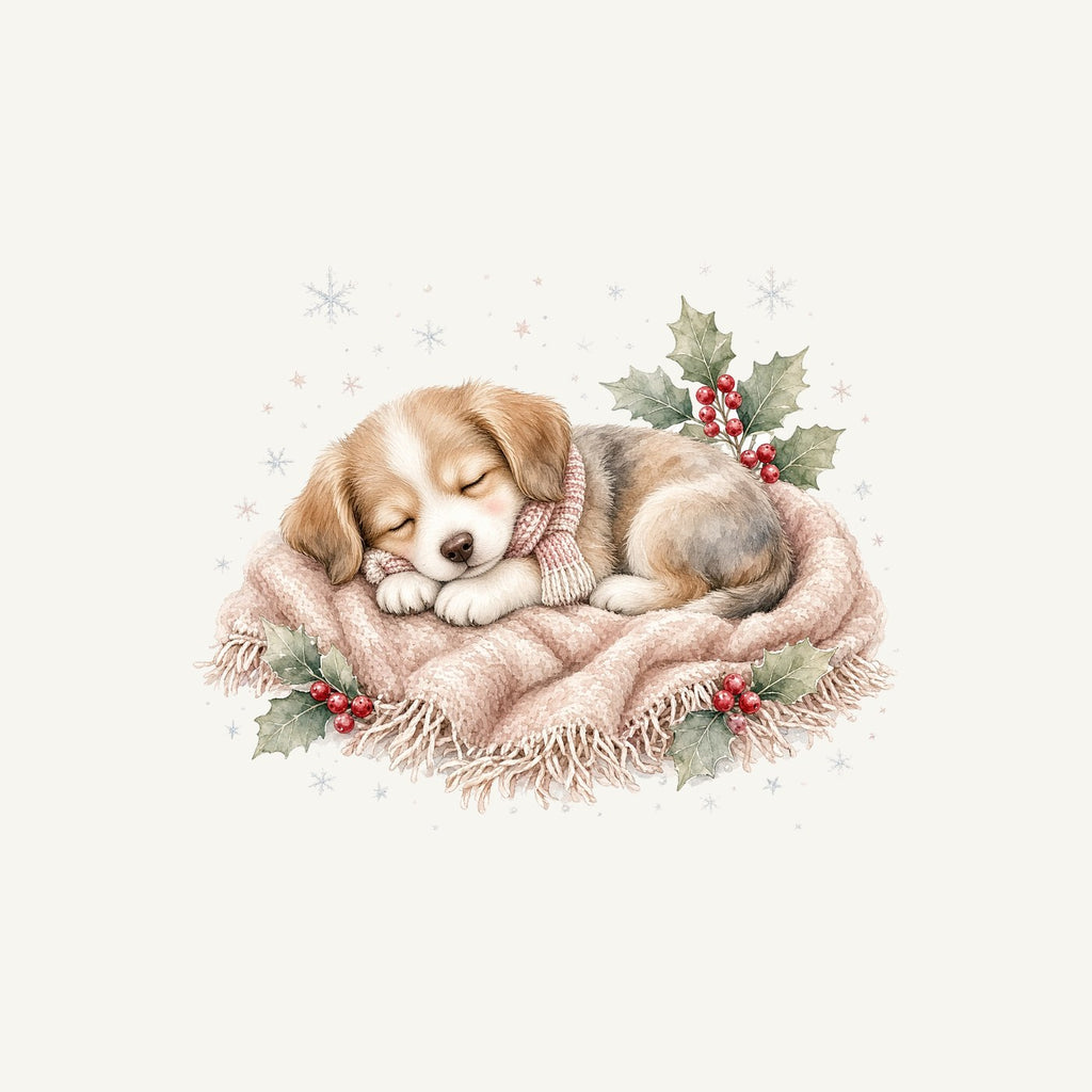 Sleepy Christmas Puppy Personalised Christmas T-Shirt and Hoodie
