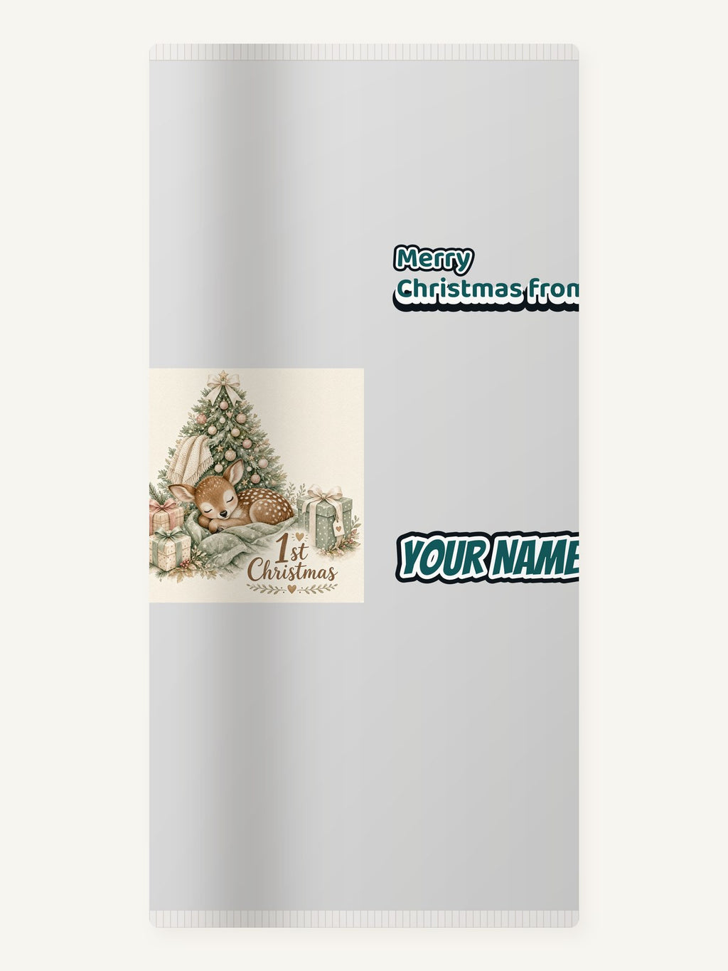Sleepy Fawn First Christmas Personalised Beach Towel