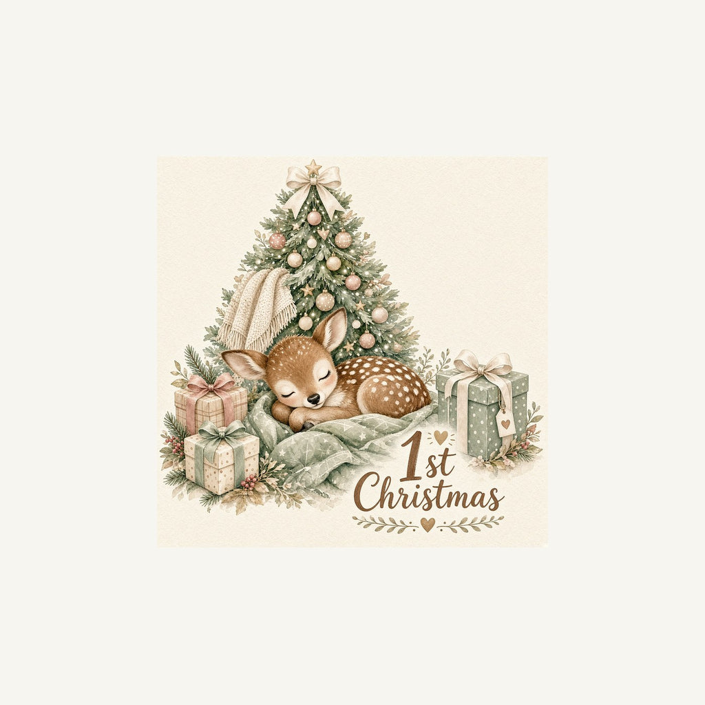 Sleepy Fawn First Christmas Personalised Christmas Mug