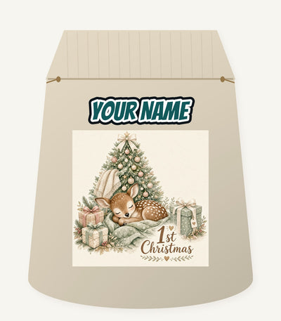 Sleepy Fawn First Christmas Personalised Santa Sack
