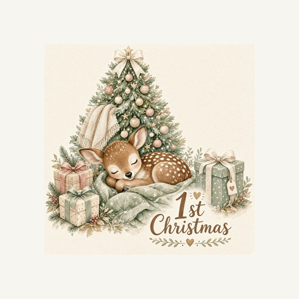 Sleepy Fawn First Christmas Personalised Santa Sack