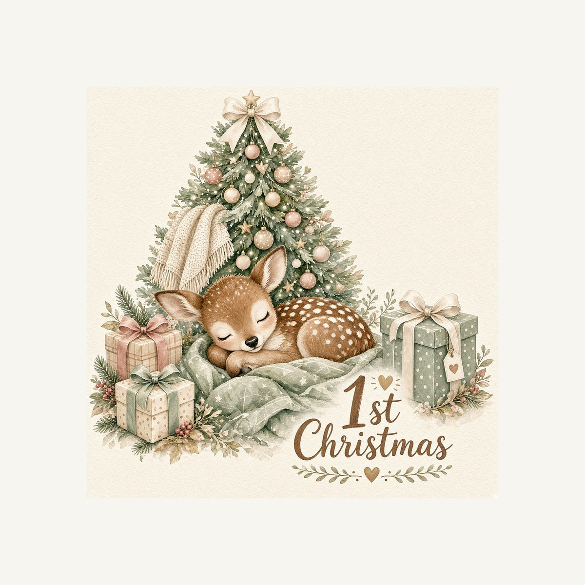 Sleepy Fawn First Christmas Personalised Santa Sack