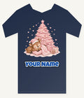 Sleepy Fawn Pink Christmas Personalised Kids and Baby Christmas Tee
