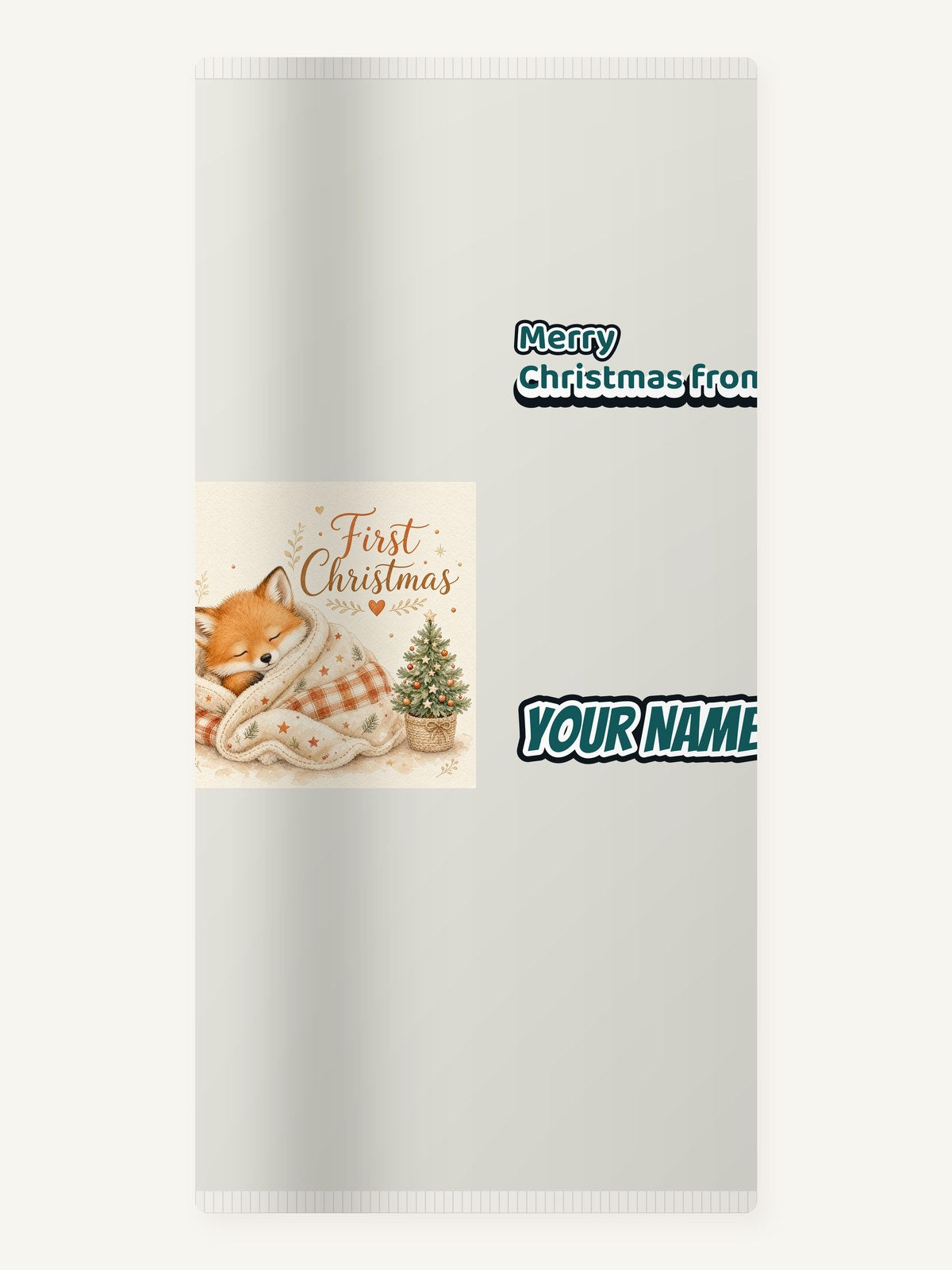Sleepy Fox First Christmas Personalised Beach Towel