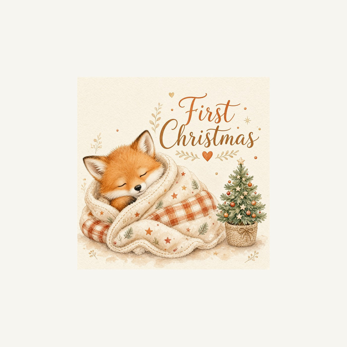 Sleepy Fox First Christmas Personalised Christmas Mug