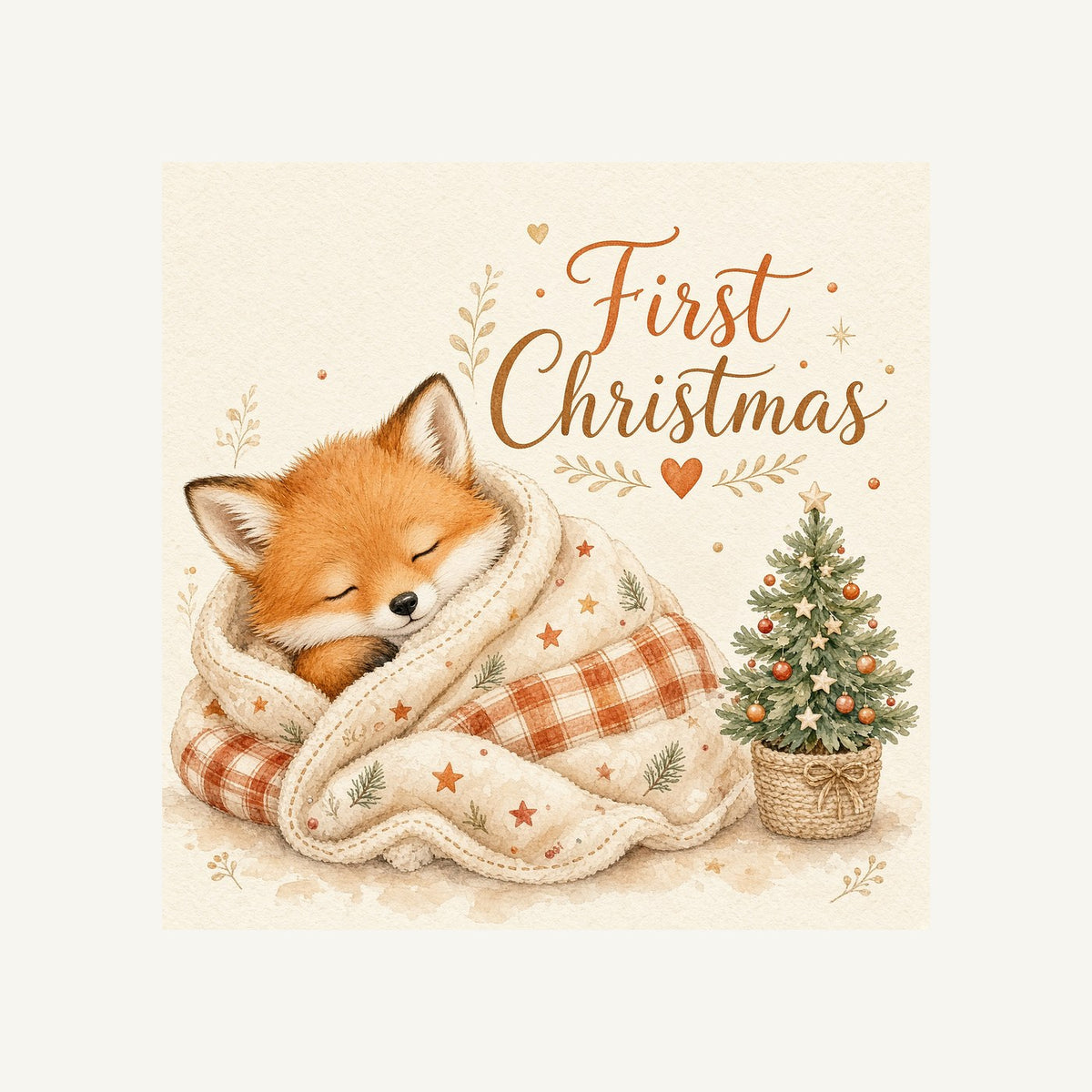 Sleepy Fox First Christmas Personalised Santa Sack