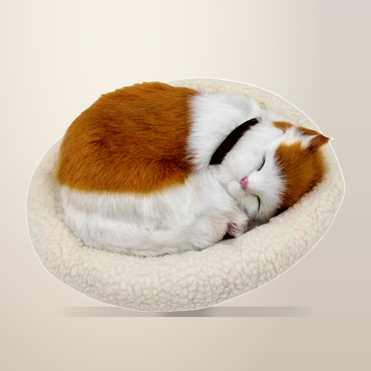 Sleepy Tails Ginger Cat Breathing Plush, Ages 3+, on a plain cream background