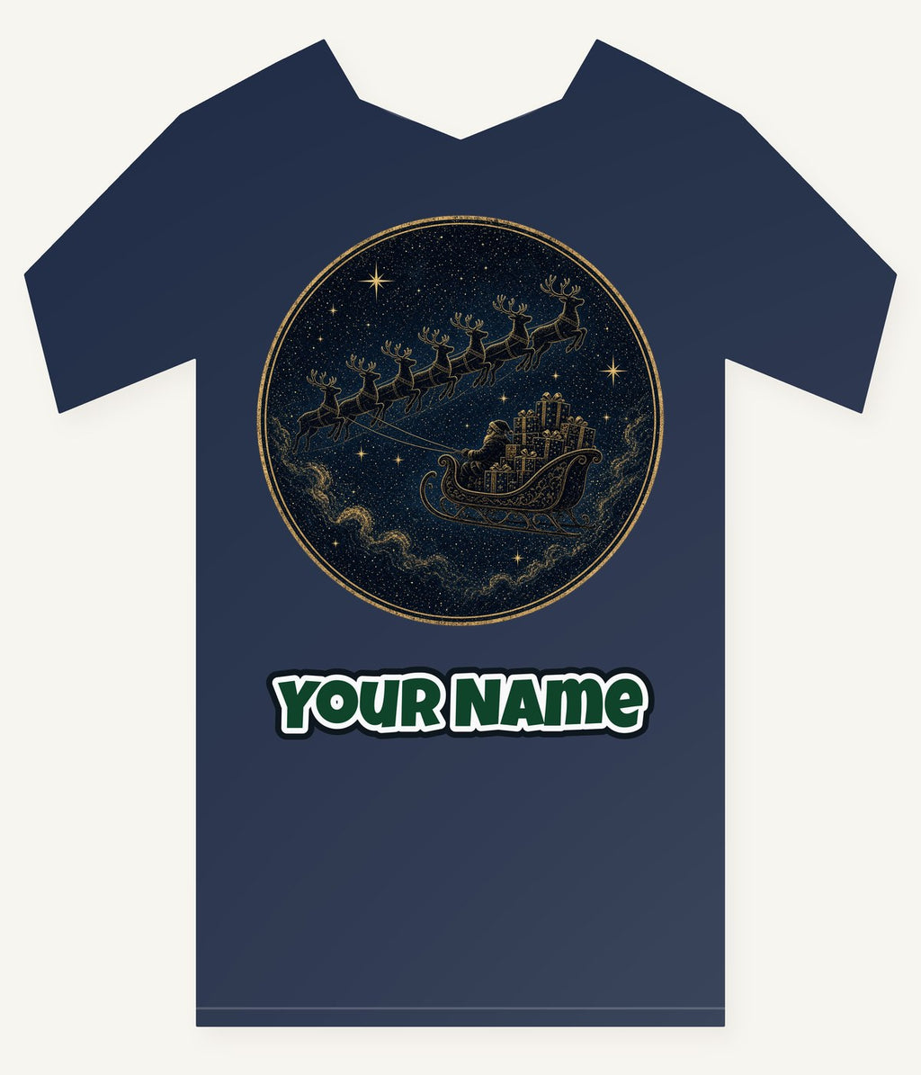 Sleigh Across the Night Sky Personalised Kids and Baby Christmas Tee