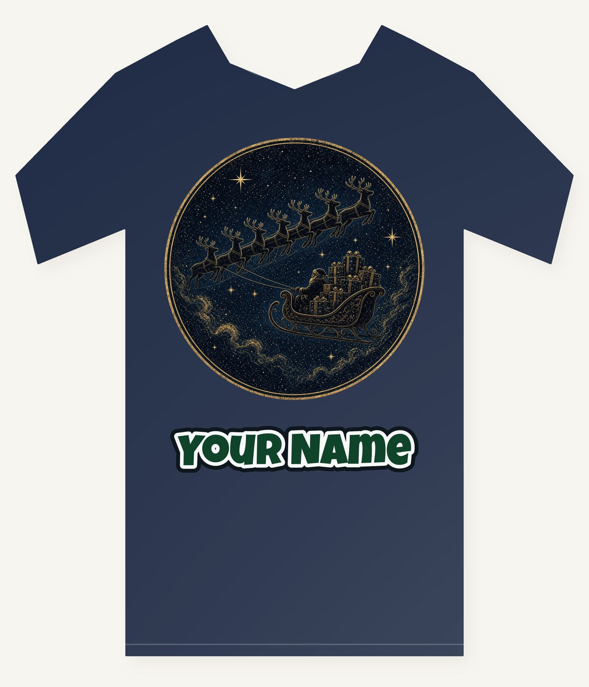Sleigh Across the Night Sky Personalised Kids and Baby Christmas Tee