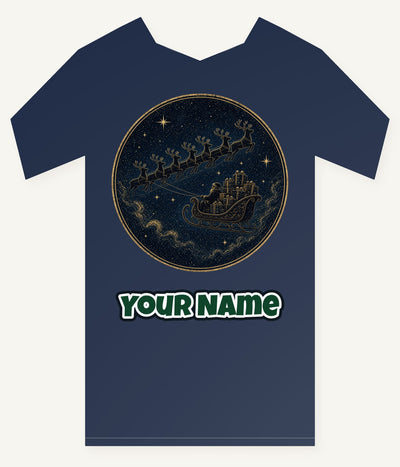 Sleigh Across the Night Sky Personalised Kids Tee and Baby Bodysuit