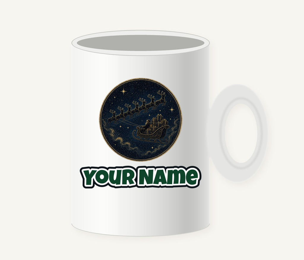 Sleigh Across the Night Sky Personalised Christmas Mug