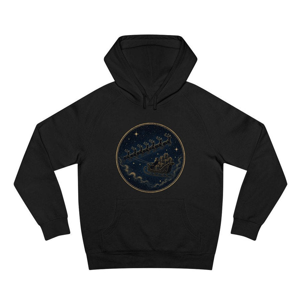 Sleigh Across the Night Sky personalised Christmas hoodie in black