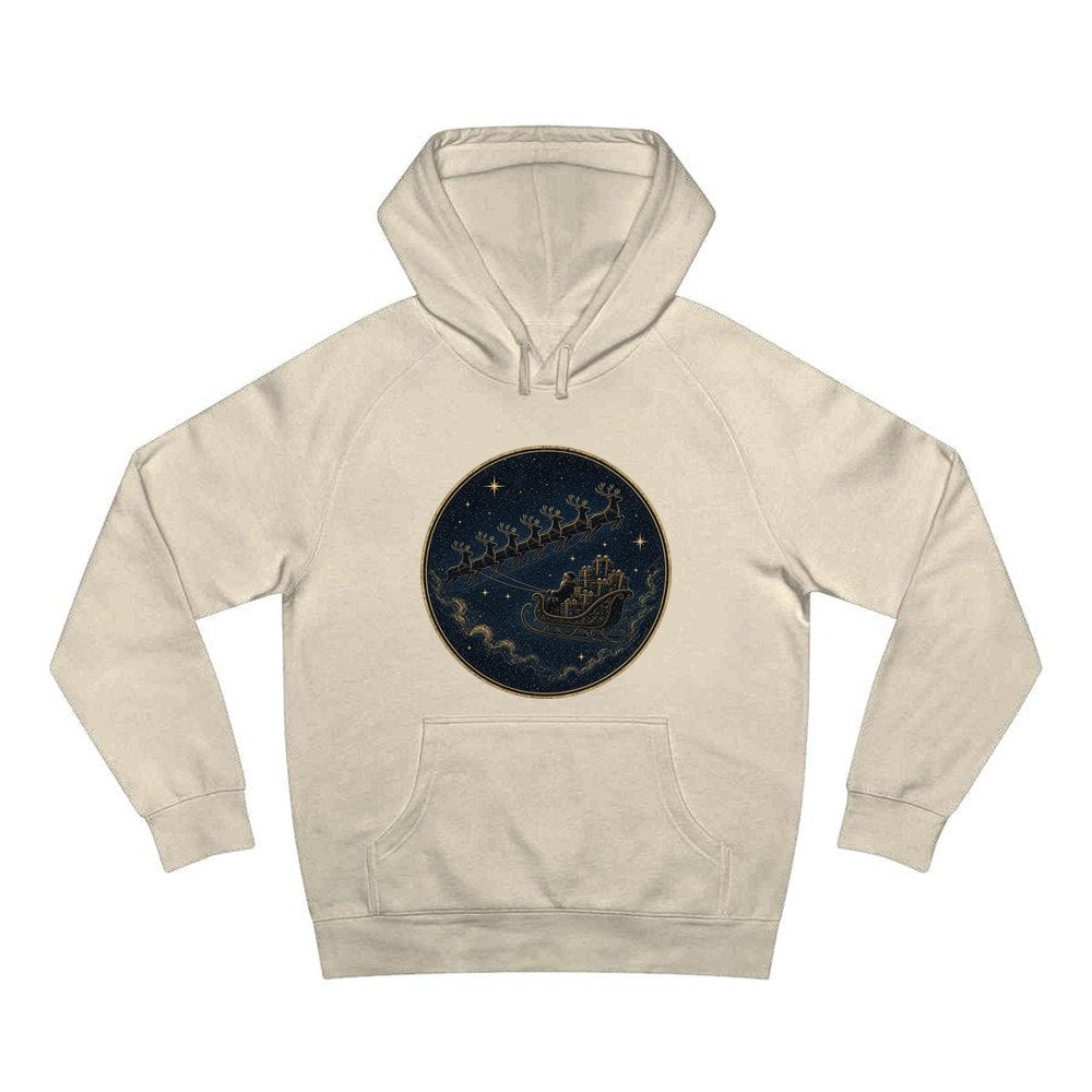 Sleigh Across the Night Sky personalised Christmas hoodie in sand