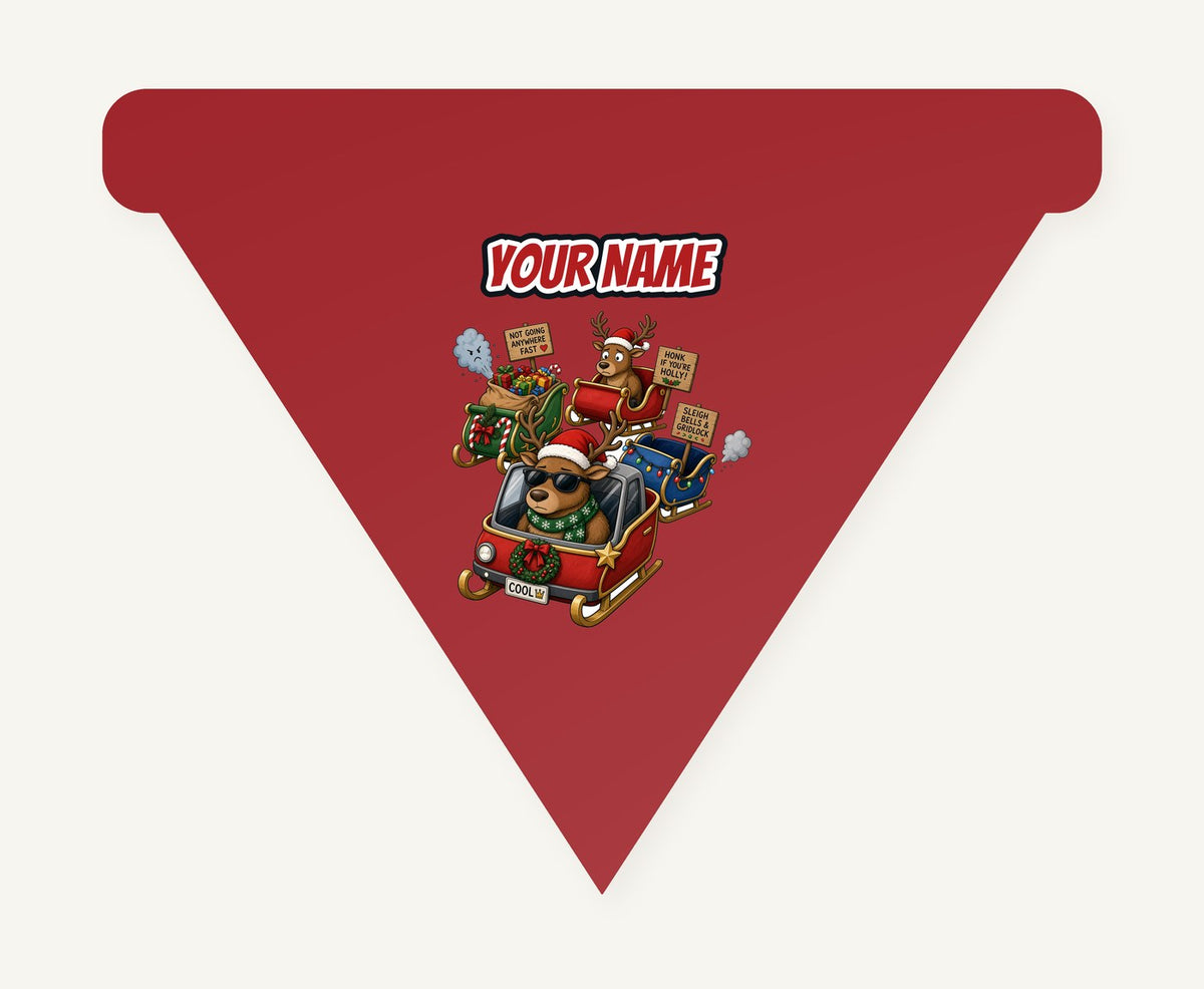 Sleigh Bells and Gridlock Personalised Christmas Dog Bandana